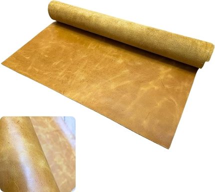 Crazy Horse Parça Deri, Deri Hobi Uğraşlarında DIY Cüzdan, Kartlık, Çanta vb İçin Panel Kesim Hakiki Deri Parçası, 1 Adet (Camel, 40x25 cm)