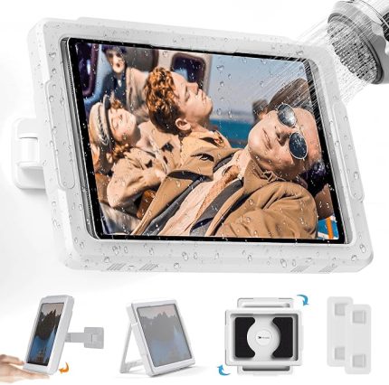 Duş iPad tutucu, su geçirmez, 480° dönebilir, geri çekilebilir ayarlanabilir, 11 inç'e kadar duvara monte edilebilir, banyo küveti için duş tableti tutucu, 2 yapıştırıcı, iPad, iPad Pro 11,