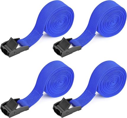 Bağlama Kayışı Pençe Askıları Cırcır Kayışı 4'lü Paket Tokalı Darrimage Kayışı 2,5 cm x 2,5 m, Maksimum 250 kg Sabitleme Kayışı (Mavi)