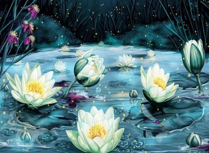 Puzzle 1000 Parça Yıldızlı Gecede Lotus Çiçekleri