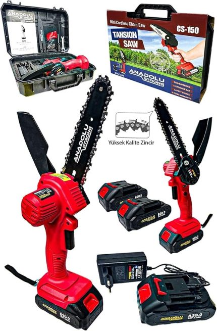 Strong 20 V 2Ah Dal Budama Makinesi Şarjlı El Testeresi Çift Batarya 81 Servis