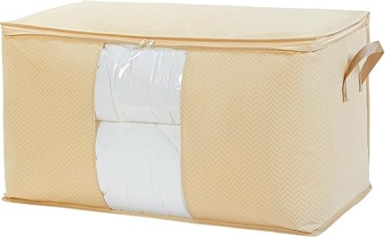 Home Textile Mega Boy Pvc Pencereli Bej Balıksırtı Hurç 75 x 40 x 40 cm