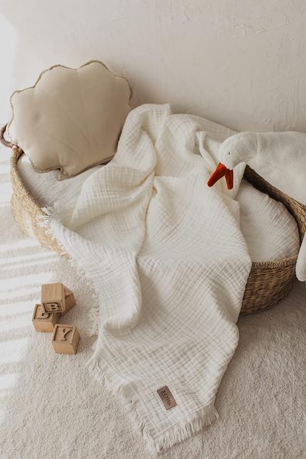 4 Katlı Müslin Bebek Ve Çocuk Battaniyesi%100Pamuk Erkek & Kız Bebekler İçin Nefes Alabilen Cilt Dostu Bebek Ve Çocuk Battaniyesi, Unisex,%