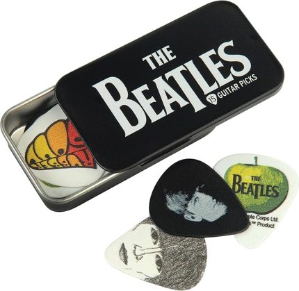 Waves D'Addario 1CAB4-15BT1 Beatles Signature Selüloit Pick Box Motif Logo 15 Picks Medium