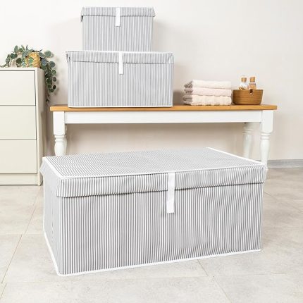 Amaçlı Düzenleyici Kapaklı Sandık Tipi Kutu Hurç Organizer (70 x 40 x 30, Gri)