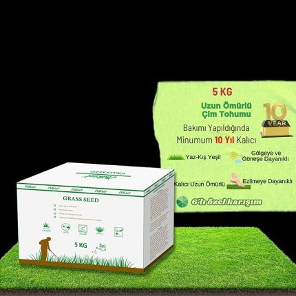 Yıllık Çim Tohumu 5 Kg Uzun Ömürlü 6'lı Karışım Gölge ve Aşırı Güneşli Alan Uygun Yetiştirilmesi Kolay 4 Mevsim Yeşil