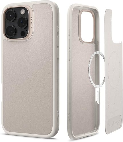 Ciel by CYRILL iPhone 16 Pro Max ile Uyumlu MagSafe Kılıf Kajuk Mag Vegan Deri Krem Kapak - ACS08396 (Spigen TR Garantili)