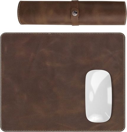 Navada - Gaming Oyuncu Gamer Hakiki Deri Mouse Pad, Deri Fare Altlığı, Hakiki Deri Ped, Dayanıklı Kaymaz Taban, Ofis Tipi Mouse Ped (Kahverengi)