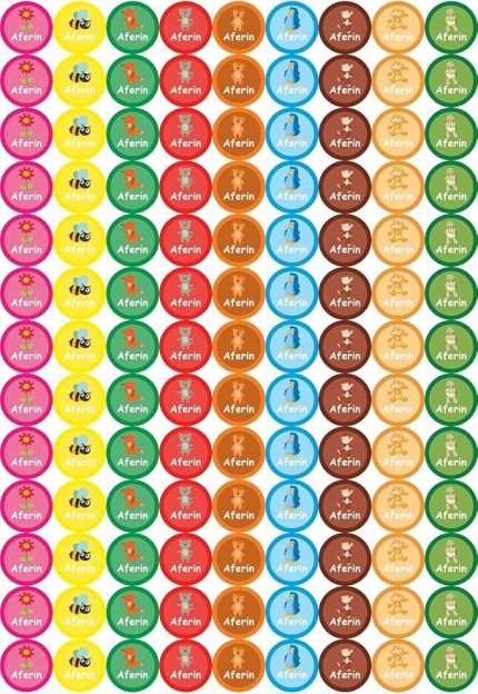 Adet Çocuk Hayvan Bitki Temalı Sticker Öğretmen Etiketi 3 * 3 Çıkarma Seti