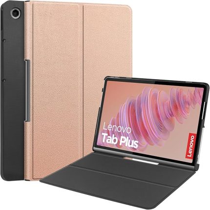 kılıf Lenovo Tab Plus 11.5 inch ile Uyumlu,Ince Koruyucu Kılıf,Ultra İnce Kapak Üç Katlı Stant Sert Kabuk Kılıf,Otomatik Uyanma/Uyuma Koruyucu Kapak-Altın Gül