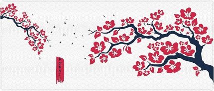 Gaming Sakura Mouse Pad 31x28, 70x30, 80x30, 90x40 Cherry Blossom Mouse Pad XXL Büyük Oyuncu Mouse Altlığı Kiraz Çiçeği Mousepad (Kırmızı-Beyaz, 70x30 cm 3mm kalınlık)