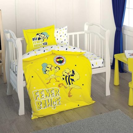 Fenerbahçe Lisanslı Sarı Kanarya Baskılı%100 Pamuk Bebek Nevresim Takımı, Çok Renkli, Bebek (Nevresim: 100x150 cm/Çarşaf: 120x180 cm/Yastık Kılıfı: 35x45 cm)