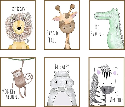 6 Adet Orman Hayvanları Kreş Bebek Odası Dekorasyon Çerçeveli Resimler Duvar Sanatı Posteri Erkek Kız Çocukları için A4 (Resim Çerçeveleri Dahil Değildir) - Görsel 2