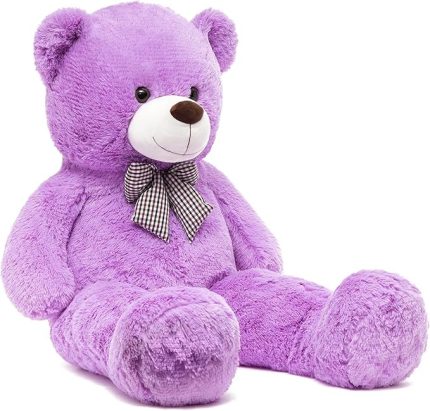 Özel Hediye- Papyonlu 140 Cm Dev BOY Sevimli Peluş Koca Ayı - Özel Fiyat Lila