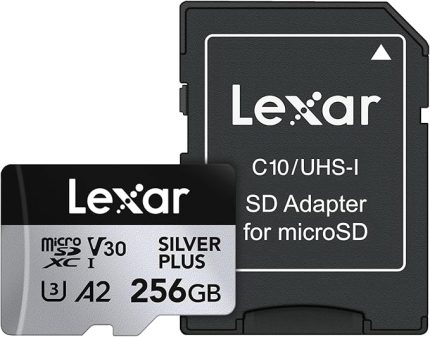 256 GB Profesyonel Silver Plus microSDXC Hafıza Kartı w/SD Adaptör, UHS-I, C10, U3, V30, Full-HD ve 4K Video, 205/150 MB/s'ye kadar Okuma/Yazma, Videografçılar, Oyuncular (LMSSIPL256G-BNANU)