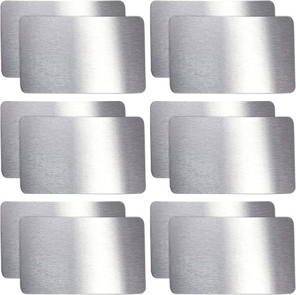 12 adet metal kartvizit gravürlü paslanmaz çelik plaka kartvizit iş ziyareti kartvizitleri boş isim kartı metal kartvizitler boş metal kart DIY lazer baskı gravür için 0,4 mm kalınlık