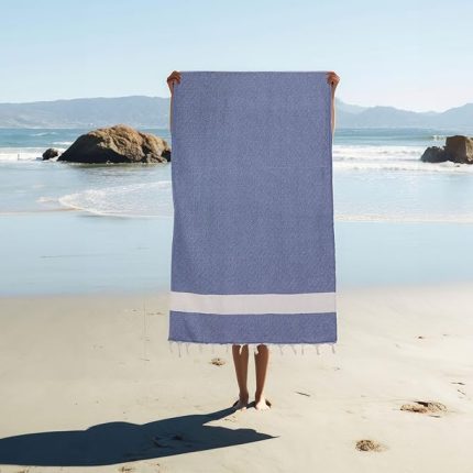 Elmas Desenli Diamond Pamuk Peştamal Banyo ve Plaj Havlusu 100x180 cm Mavi 100x180