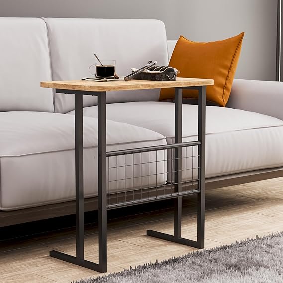 Metal Ayaklı Laptop Sehpası Koltuk Sehpası Kahvaltı Masası Çalışma Sehpası - Atlantik Çam Desenli - Görsel 2