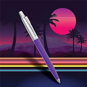 Jotter Originals Tükenmez Kalemler | Retrowave Koleksiyonu | Vermilion Kırmızı ve İndigo Moru | Mavi Mürekkep | Orta Nokta | 2 Adet - Görsel 3