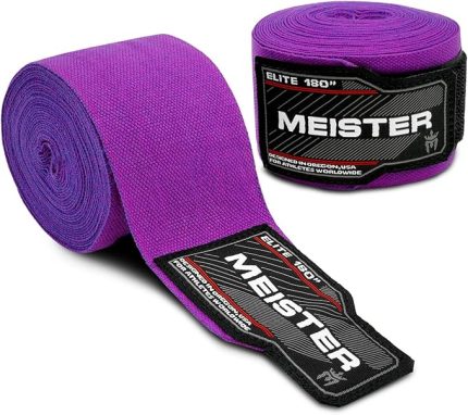 Elite 180 inç (457 cm) Premium boks bandajları, yetişkinler için, MMA ve boks (çift) için, kraliyet moru