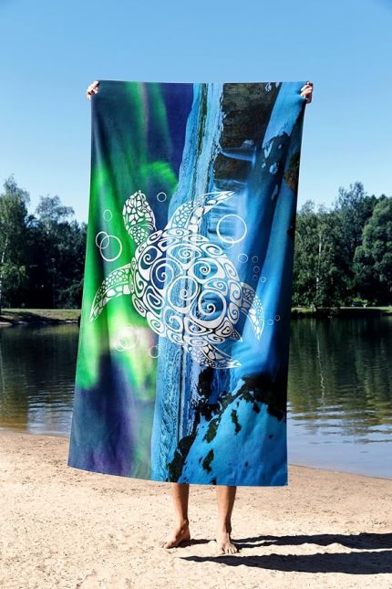 teknolojisi ile üretilen hafif ve kum tutmayan plaj havluları – 75X130 - 90x150 cm Blue Turtle essnNM65