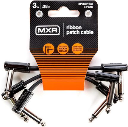 JIM DUNLOP Şerit Yama Kablosu 3 "| 3"-3 Paket, 1/4-İnç Dik Açı (3PDCPR03)