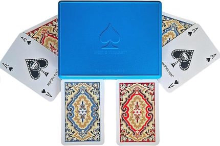 Angora Kem Kutulu Plastik Iskambil Oyun Kartı Çift Deste - Plastic Playing Cards Double Deck (Mavi)