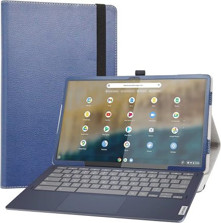 Lenovo Ideapad Duet 5 Chromebook Kılıfı, Lenovo Ideapad Duet 5 Chromebook 13,3 inç Tablet için PU Deri İnce Katlanır Stand Kapağı (Diğer Dizüstü Bilgisayarlara Uygun Değil), Mavi