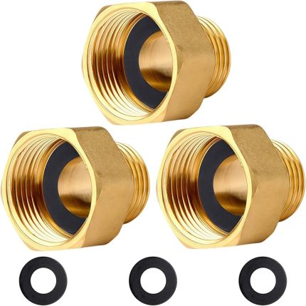 Redüktör G1/2" G3/4" pirinçten, 3 adet redüktör uzatması G1/2" dış (Ø20,3mm) x G3/4" iç (Ø24mm),AG/IG redüktör uzatması, kauçuk contalı IG/AG azaltılmış manşon ucu