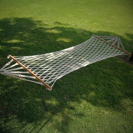 Tek Kişilik Polyester İpli Çift Sarım Örgülü Hamak | 190×95 cm, 150 kg Kapasiteli