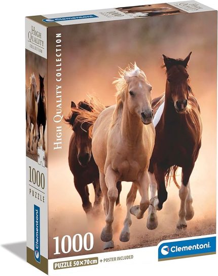 39771 Collection-Running Horses-1000 parçalı yapboz, yetişkinler için, İtalya'da üretilmiştir, çok renkli