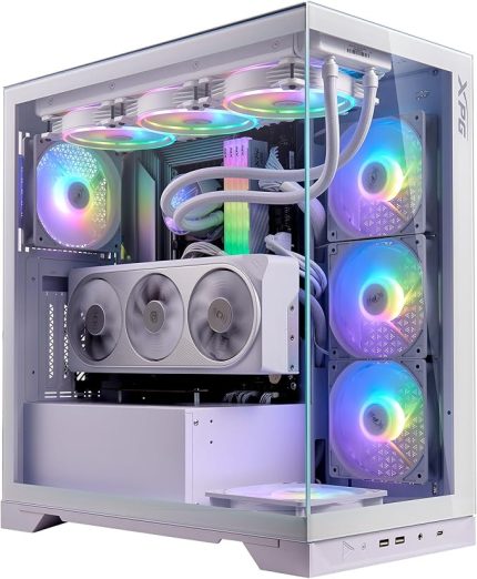 ADATA INVADER X Mid-Tower Gaming Kasa – Temperli Cam, PSU’suz, 6 Fan Desteği, 360mm Radyatör, Beyaz