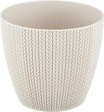 SML2 Sümela Saksı Tabaklı 14cm, 1,4 Litre Dekoratif Saksı Kirli Beyaz