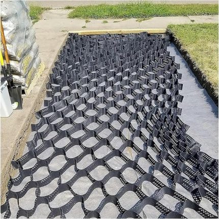 Yolu ve Yol için Ağır Hizmet Çakıl Sabitleyici Izgarası - Garaj Bahçe Geçidi için Boşaltma Delikli Coğrafi Izgara - 2x8m (6.5x26ft) Çakıl Sürüş Yolu Çözümü