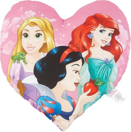 Disney Princess Heart Lisanslı Karakter Baskılı Pamuk Kırlent, Pembe, 40x40 cm