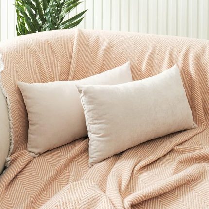 Ölçü Seçenekli Kırlent Kılıfı Dekoratif Düz Sade Kadife Dokulu Punch Yapılabilir 30x50 cm Ekru