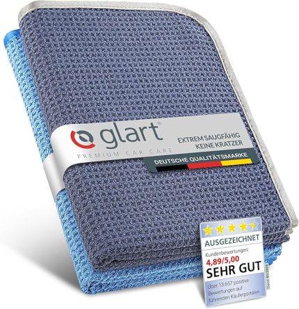 47 TB Araç Mikrofiber Kumaş 2 Parçalı Set - XXL Kurutma Havlusu (90 x 60 cm) Araç Kurutma için - Emici, Tüy Bırakmaz, Çizilmez - Elde Yıkandıktan Sonra Nazik Kurutma - Araç Bakımı Almanya'da