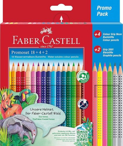 201540 - Çocuklar ve yetişkinler için renkli kalem seti, 24 parça, üçgen, kırılmaz, 4 neon renk ve 2 kurşun kalem dahil