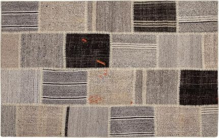 Gri Krem Patchwork Halı 120X180