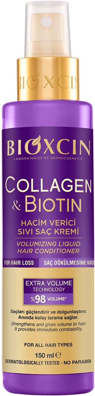 Collagen & Biotin Hacim Veren Sıvı Saç Kremi 150 ml – İnce Telli ve Hacimsiz Saçlar İçin Dolgunlaştırıcı ve Nemlendirici Bakım Spreyi