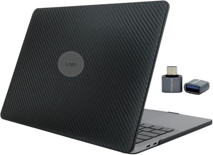 MacBook Pro 13 inç M1 M2 Uyumlu Sert Kapak Kılıf | Karbon Fiber Dokulu Güçlü Yüzey | Alt + Üst Kapak | 360° Çizilmeye Dayanıklı Laptop Kılıf Siyah