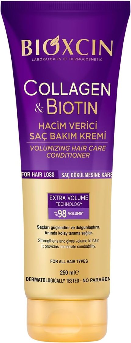 Collagen & Biotin Hacim Veren Saç Bakım Kremi 250 ml – İnce Telli ve Hacimsiz Saçlar İçin Dolgunlaştırıcı ve Nemlendirici Bakım