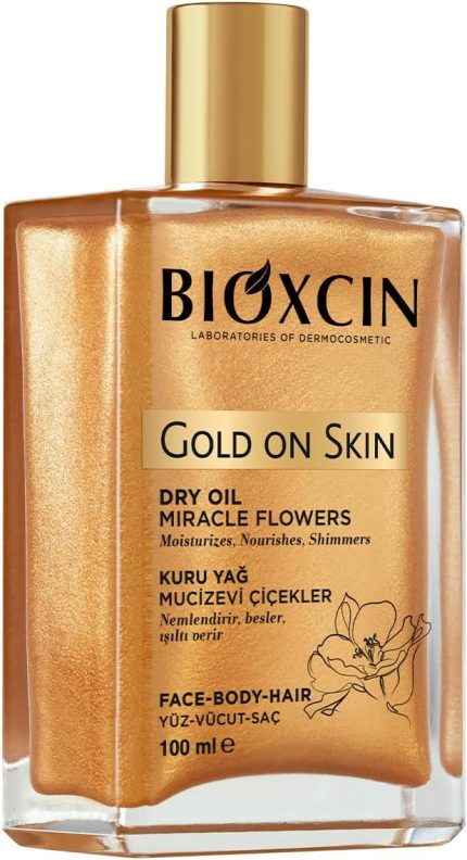 Gold On Skin Kuru Yağ – Yasemin, Manolya, Hanımeli, Kalendula ve Hindistan Cevizi Yağları İçeren Işıltı Veren Nemlendirici – 100 ml – Tüm Cilt Tipleri İçin