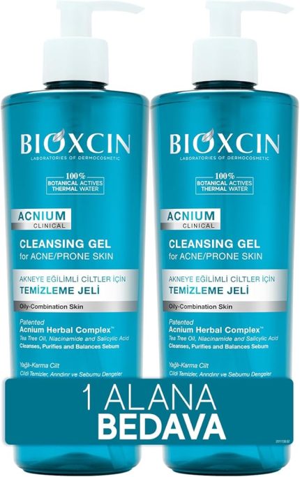 Acnium Sebum Dengeleyici Yüz Yıkama Jeli 500 ml 1 Alana 1 Hediye – Salisilik Asit, Çay Ağacı ve Niasinamid İçeren Yağlı ve Akneye Eğilimli Ciltler İçin Temizleyici