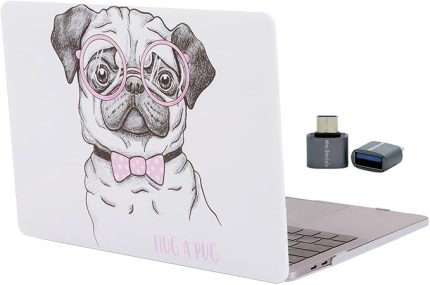 Macbook Air M1 Kılıf 13 inç Uyumlu Sert Kapak Koruyucu Lazer Baskı Hayvan Dostları TouchID M1 Air A2337 A2179 A1932 Pembe