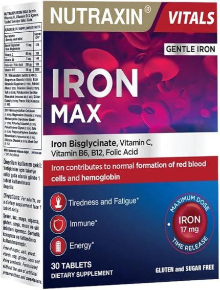 Iron Max 30 Tablet – Demir, C Vitamini, Folik Asit ve B12 Vitamini İçeren Takviye