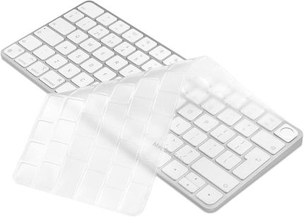 Magic Keyboard 3 ile Uyumlu Klavye Koruyucu A2449 A2450 A3118 A3203, Touch ID uyumlu, Silikon 0.3 mm Ultra İnce, Yıkanabilir, Toz-Sıvı Koruma, Sessiz Yazım Şeffaf