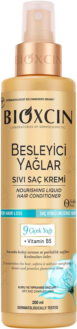 Besleyici Yağlar Sıvı Saç Kremi 200 ml – 9 Çiçek Yağı, Vitamin B5 ve BioComplex B11 ile Kuru ve Yıpranmış Saçlar İçin Yoğun Bakım