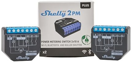 Plus 2PM, Wi-Fi ve Bluetooth 2 kanallı akıllı röle şalteri, güç ölçümü, ev otomasyonu, panjur uzaktan kumanda, Alexa ve Google Home, iOS Android uygulaması (2'li paket)