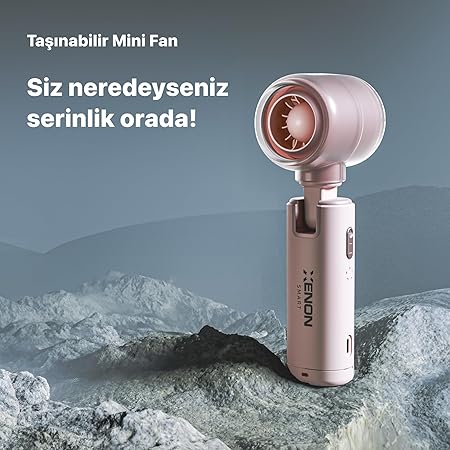 Smart Taşınabilir Mini El Vantilatörü Seyahat için USB Type-C Şarj Edilebilir Ultra Sessiz 5 Hız Kademeli 14000 rpm Ayarlanabilir Başlıklı Soğutucu Fan X6101 (Pembe) - Görsel 3